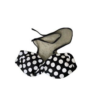 Black White Polkadot Bikini Top Halter Neck Size Small
